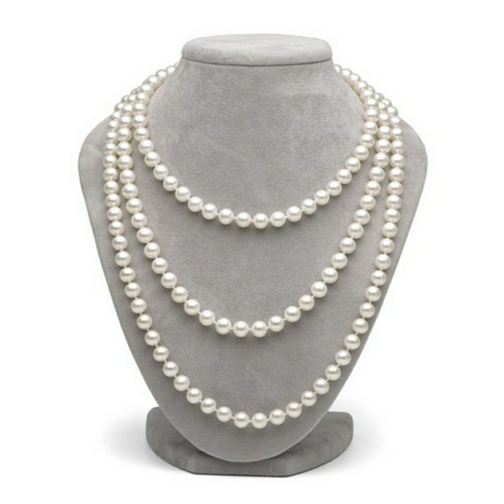 White Freshwater Pearl Endless Rope 100-Inches, 8.